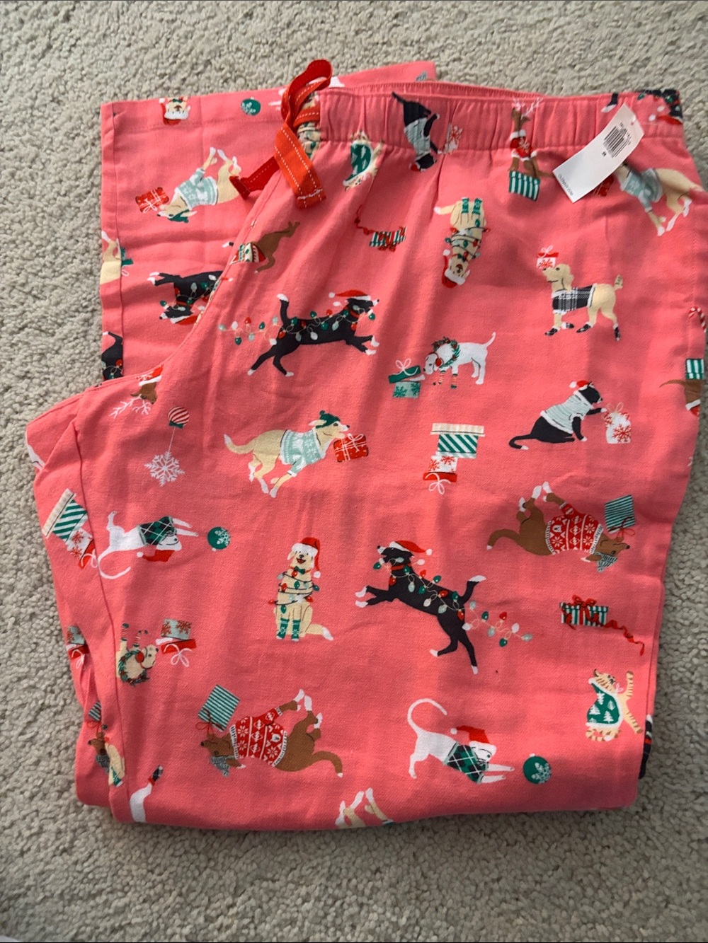 Old Navy Coral Dog Print Pajama Bottoms